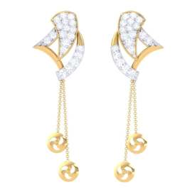 Forest Foliage Yellow Gold Dangler Earring For Woman