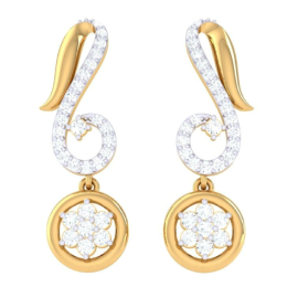 Frosted Elegance Yellow Gold Dangler Earring For Woman
